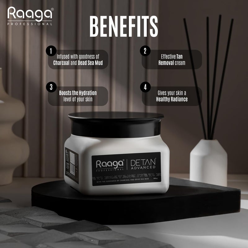RAAGA PROFESSIONAL كريم راجا المحترف المتقدم لإزالة السمرة | يزيل السمرة والجلد الميت | غني بالفحم وطين البحر الميت | تركيبة تنظيف عميق، تنقية وترطيب | 17.64 أونصة (500 جرام) - Image 2